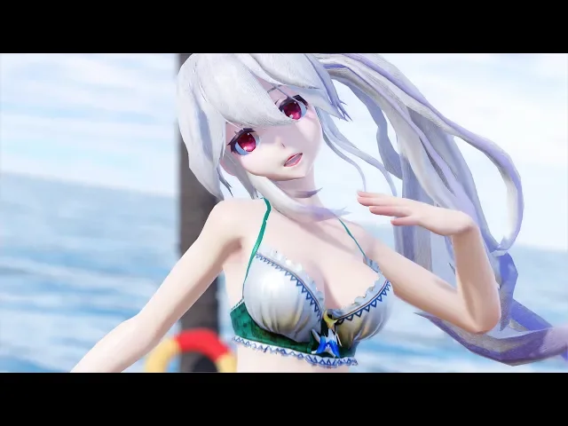 【mmd】弱音ハクが水着で「deep blue townへおいでよ」 4k